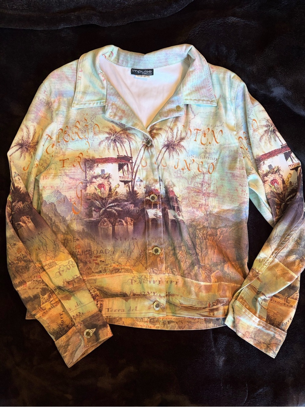 Impulse Women's Pastel Tropical Print Button-Up Jacket